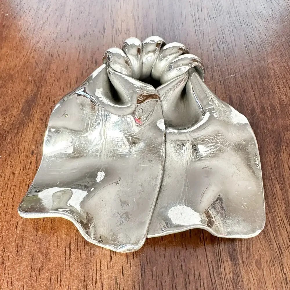 1940s H. Pomerantz Huge Epic Silver Tone Modernist Brooch MCM Biomorphic Bow